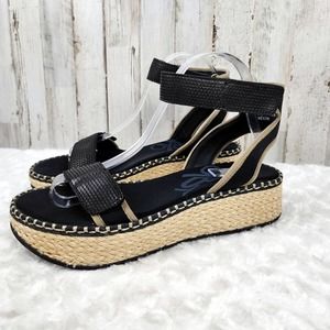 OTBT Black and Tan Espadrille Platform Sandals